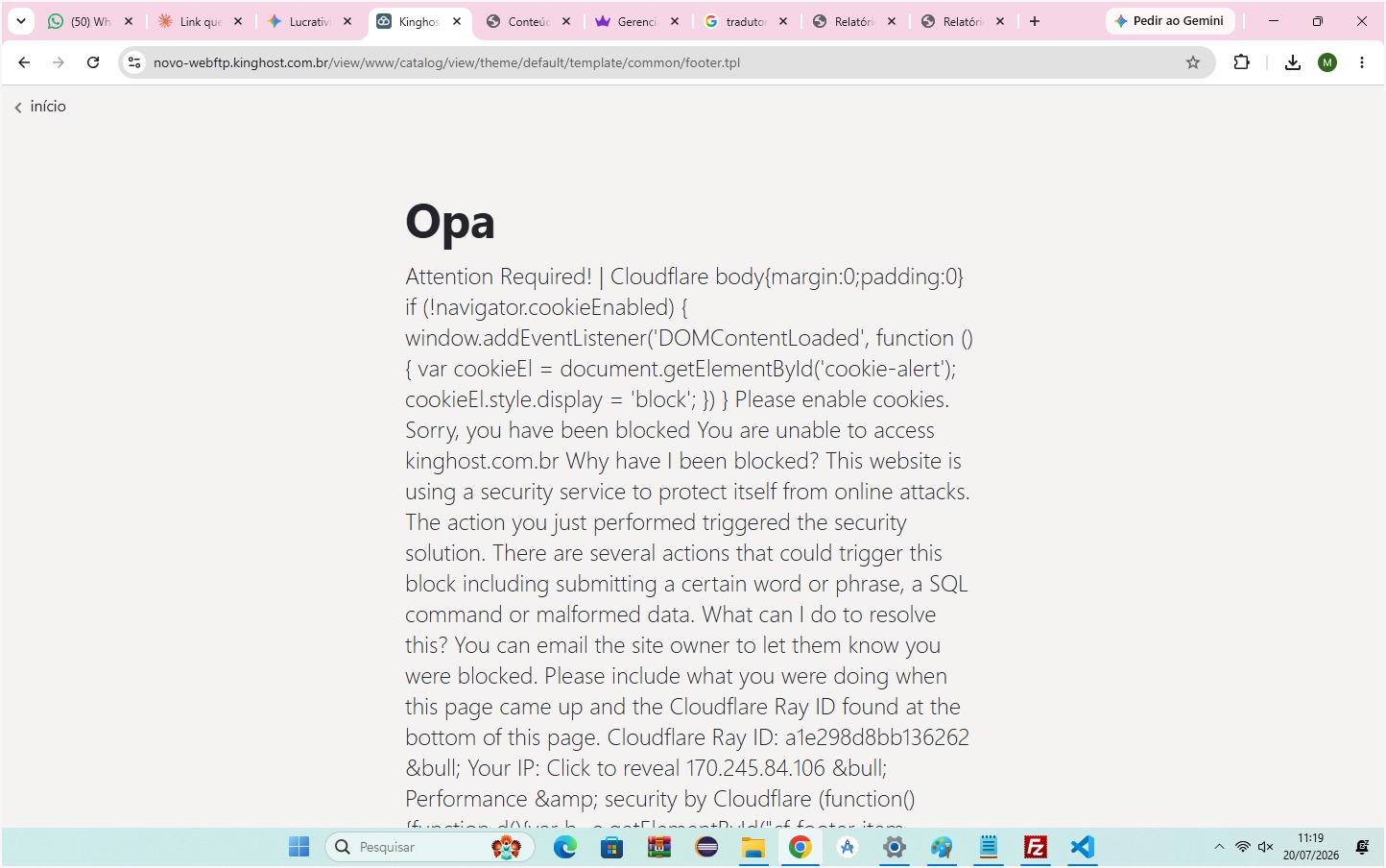 Erro Cloudflare